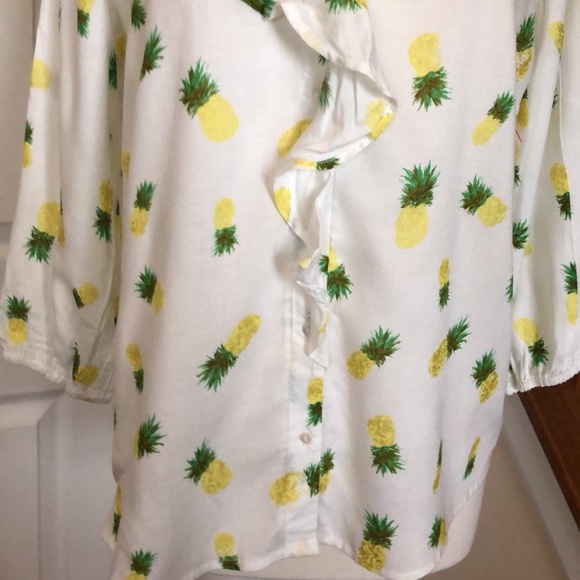 Truly 4 you pineapple ruffle button down top - Picture 6 of 7